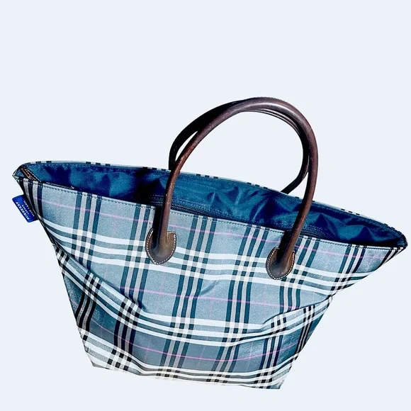 Burberry Blue Label Vintage Plaid Tote Bag – Rare Burberry Japan Line - Picture 12 of 16